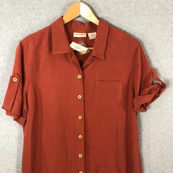 Vintage Expressions Orange Button Down Linen Blend Maxi Dress Size 18 - Picture 3 of 6